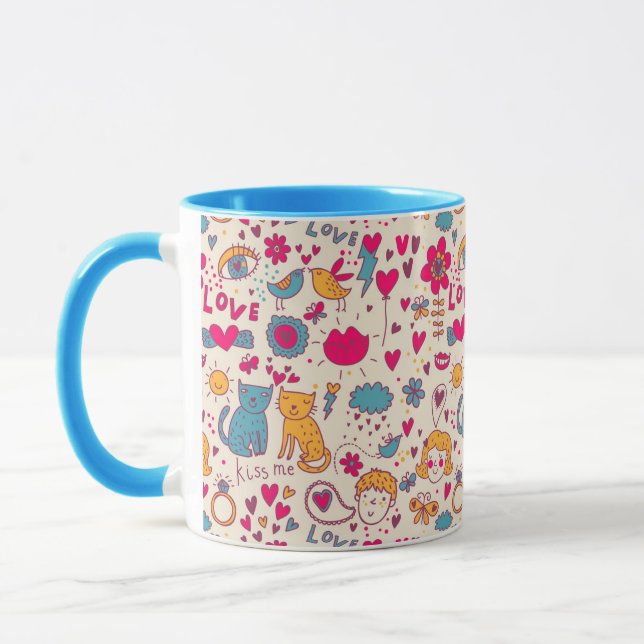 Colourful romantic pattern mug (Left)