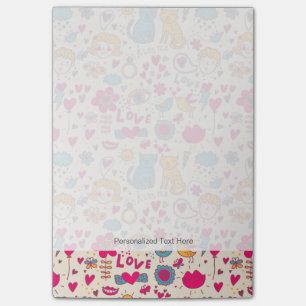 Colourful romantic pattern post-it notes