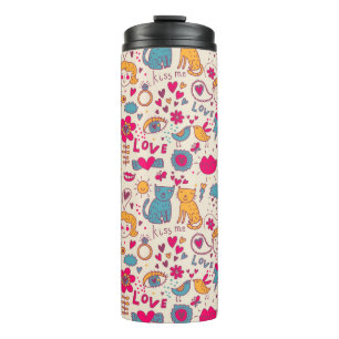 Colourful romantic pattern thermal tumbler