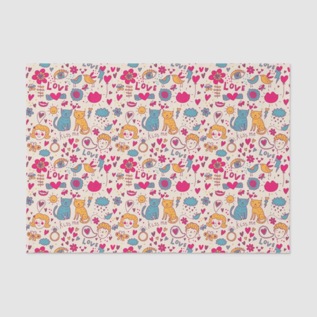 Colourful romantic pattern tissue paper (Front)