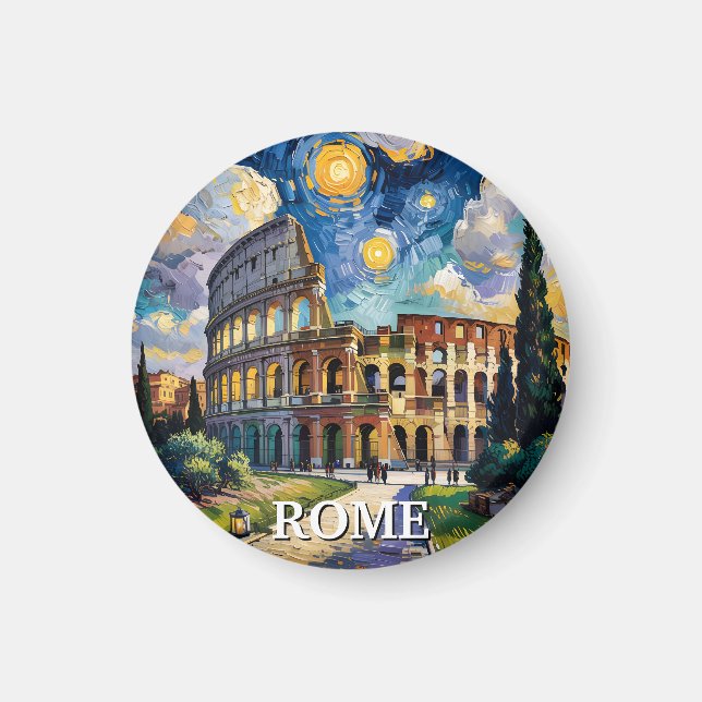 Colourful Rome Italy Colosseum in Van Gogh Style Magnet (Front)