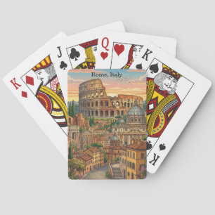 Colourful Rome Italy Colosseum Vintage Travel Art Playing Cards