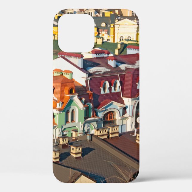 Colourful roofs in winter in Kiev, Ukrainevariegat Case-Mate iPhone Case (Back)