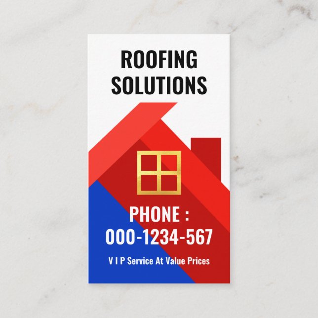 Colourful Rooftop Building Roofers Business Card (Front)