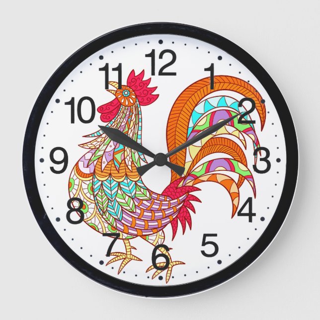 Colourful Roosher Kitchen Wall Clock (Front)