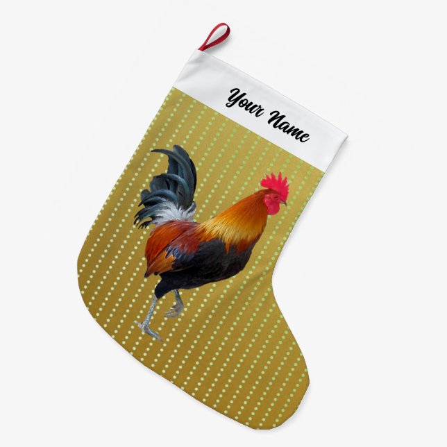 Colourful Rooster Christmas Stocking (Front (Hanging))