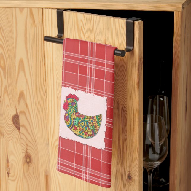 Colourful Rooster Kitchen Towel (Thirds Fold)