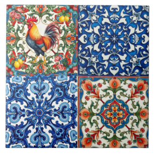 Colourful rooster,Mediterranean,mosaic,lemon, Tile
