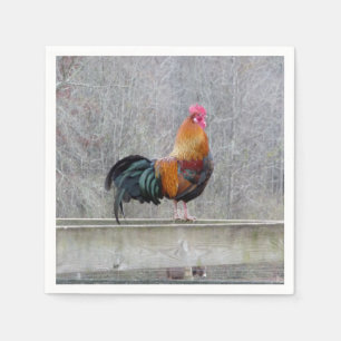 Colourful Rooster On Paper Napkins