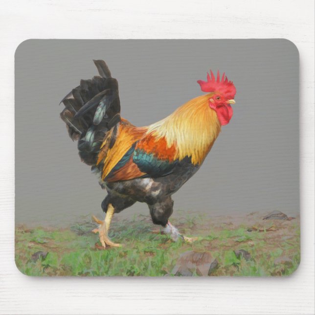 Colourful Rooster Painting Mouse Mat (Front)