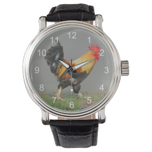 Colourful Rooster Painting Watch