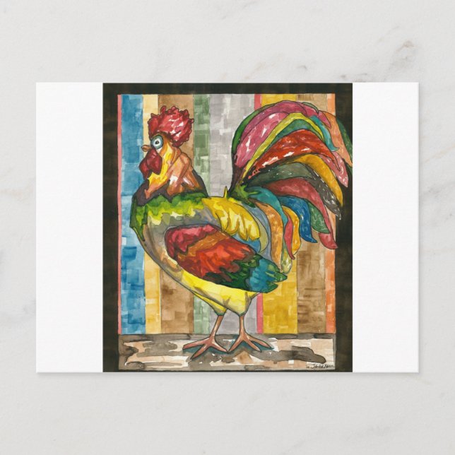 colourful rooster postcard (Front)