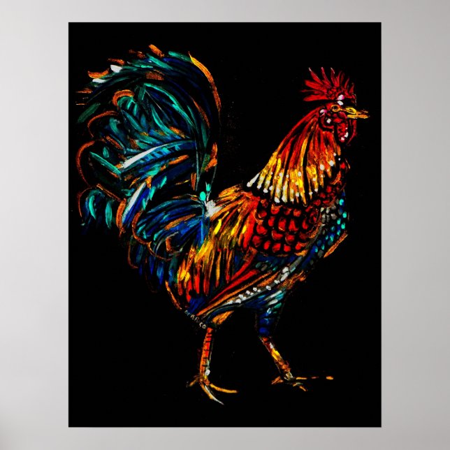 colourful rooster poster (Front)