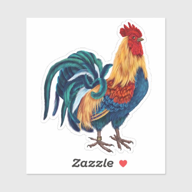 Colourful Rooster Sticker (Sheet)