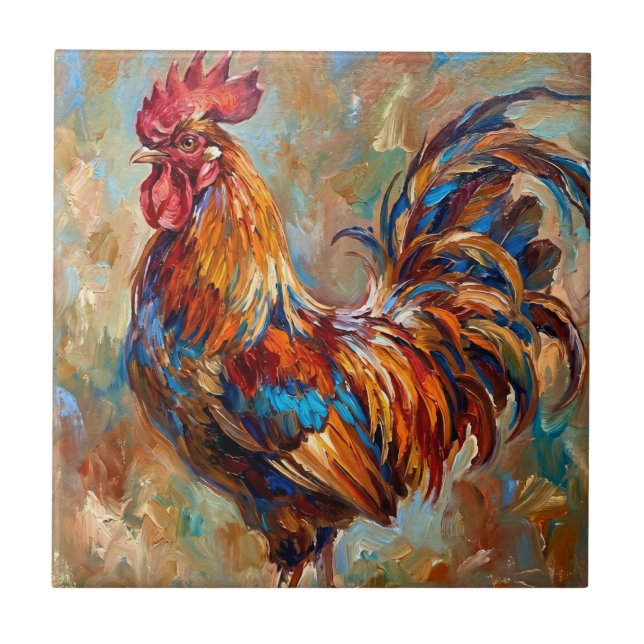 Colourful Rooster Tile (Front)