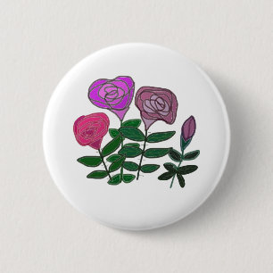 Colourful Rose Design 6 Cm Round Badge