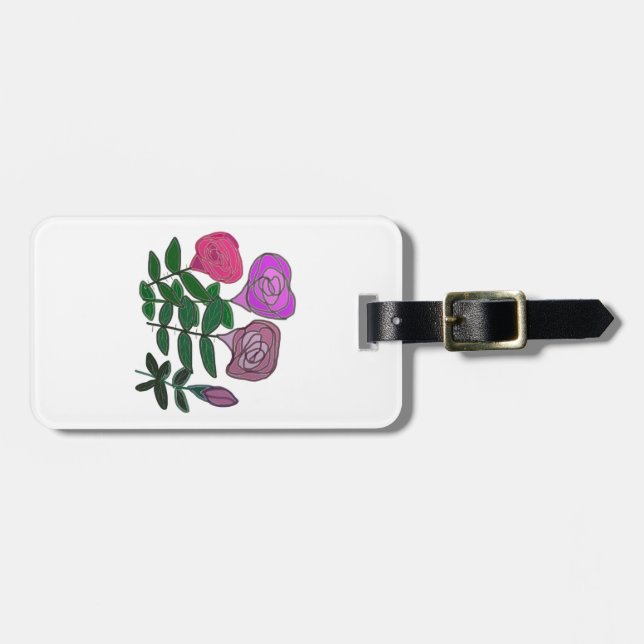 Colourful Rose Design Luggage Tag (Front Horizontal)