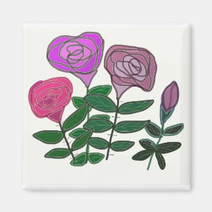 Colourful Rose Design Magnet