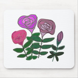 Colourful Rose Design Mouse Mat