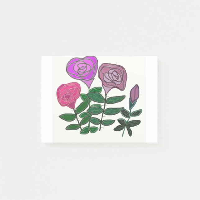 Colourful Rose Design Post-it Notes (Front)