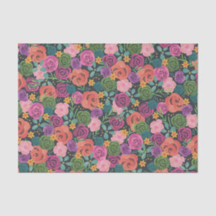 Colourful Rose Floral Flower collage Tissue Paper