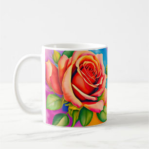 Colourful Rose Flower Digital Painting Coffee Mug