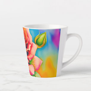 Colourful Rose Flower Digital Painting Latte Mug