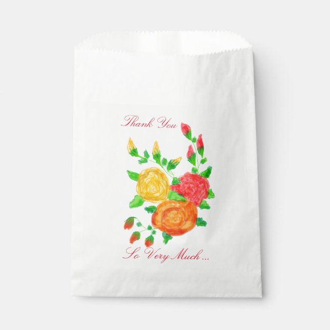 Colourful Rose Flowered Favour Bags (Front)