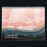 Colourful Rose gold blue Marble watercolor Glitter Calendar<br><div class="desc">Elegant Custom Name rose gold,  purple and blue marble glitter texture for holiday gifts celebration</div>