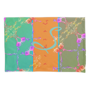 Colourful Rose Hearts With Her Name Pillowcase