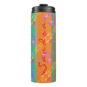 Colourful Rose Hearts With Her Name Thermal Tumbler
