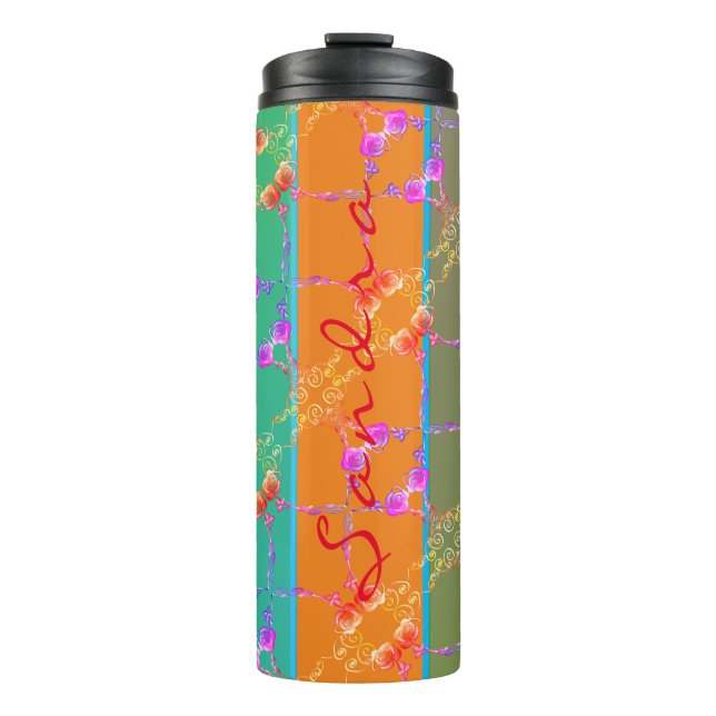 Colourful Rose Hearts With Her Name    Thermal Tumbler (Front)