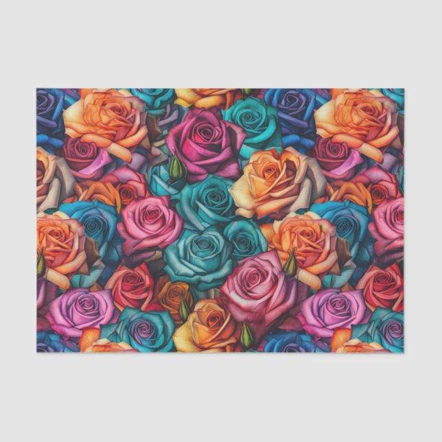 Colourful Rose Pattern Flower floral  Tissue Paper (Front)