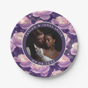 Colourful Rose Wildflower Paper Plates For Bridal 