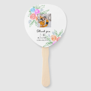 Colourful rose Wildflower thank you wedding name Hand Fan