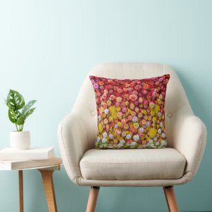 Colourful Roses and Chrysanthemums Floral Gradient Cushion