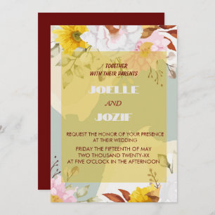 Colourful roses and Features for wedding   Invitation
