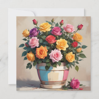 Colourful roses bouquet invitation