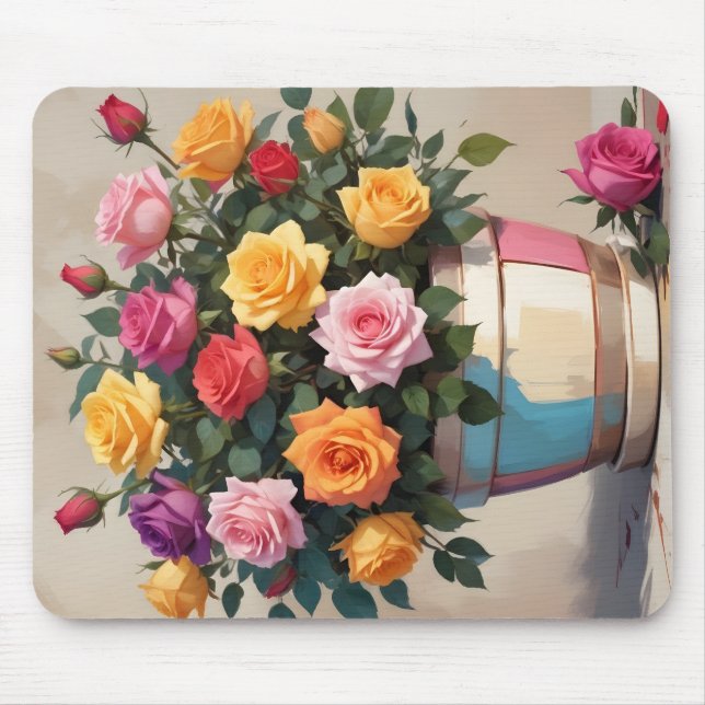 Colourful roses bouquet mouse mat (Front)