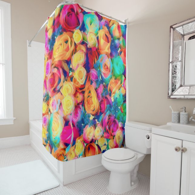 Colourful Roses Bouquet Shower Curtain (In Situ)