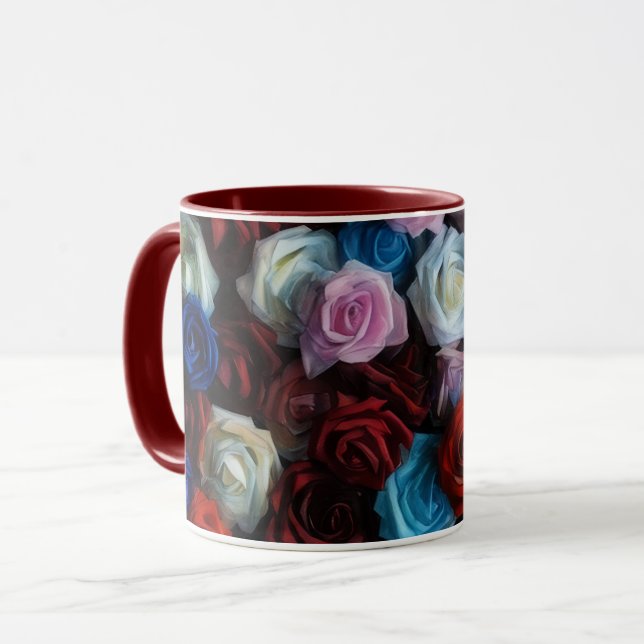 Colourful Roses Flower Art Mug Cup (Front Left)