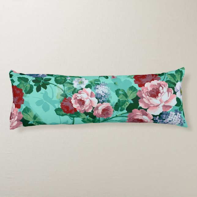 Colourful Roses & Flowers Body Cushion (Back)