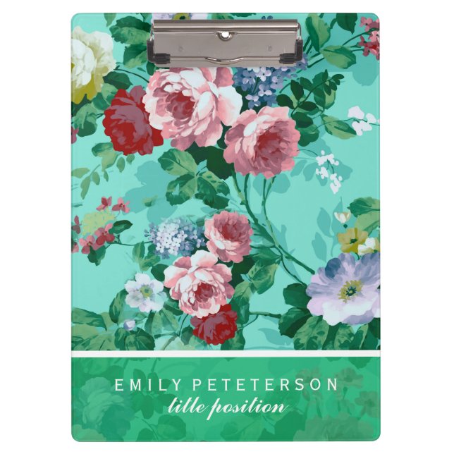 Colourful Roses & Flowers Clipboard (Front)