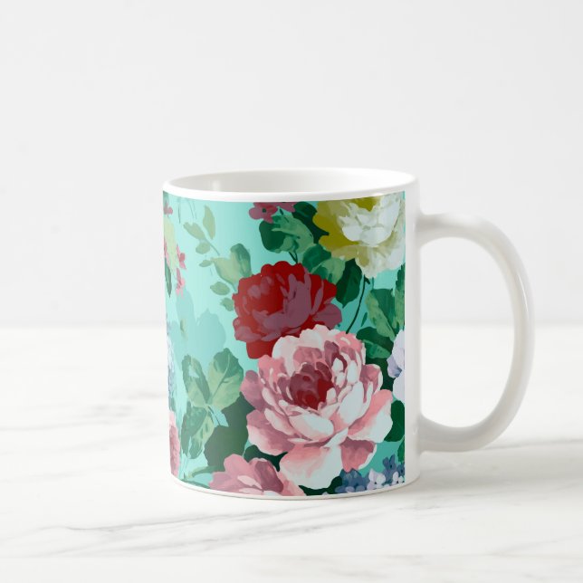 Colourful Roses & Flowers Coffee Mug (Right)