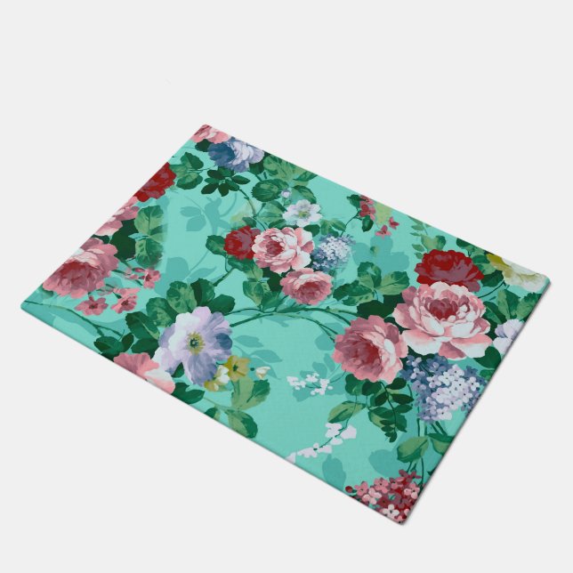 Colourful Roses & Flowers Doormat (Angled)