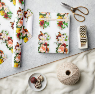 Colourful Roses Flowers Elegant Modern Gift Wrapping Paper
