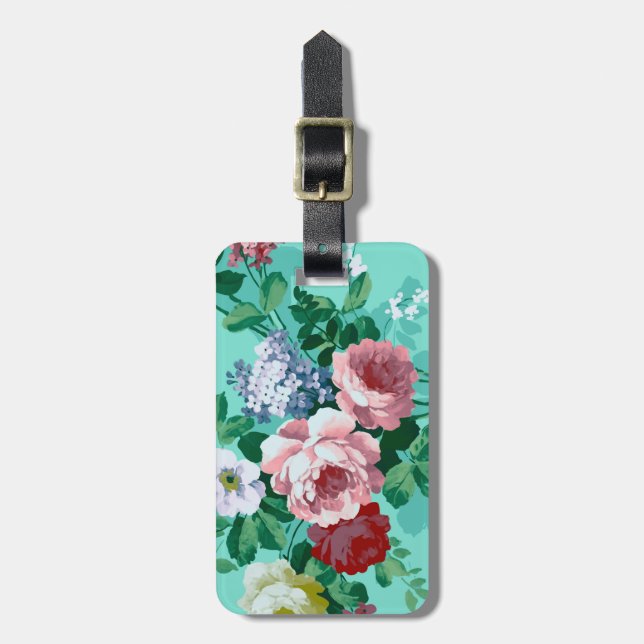 Colourful Roses & Flowers Luggage Tag (Front Vertical)