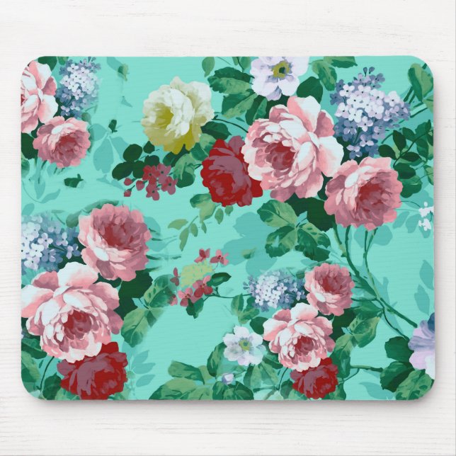 Colourful Roses & Flowers Mouse Mat (Front)