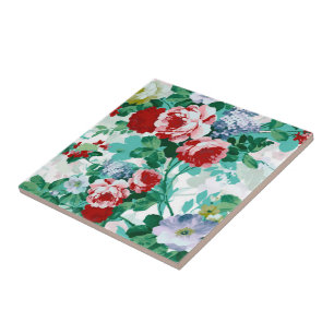 Colourful Roses & Flowers Tile