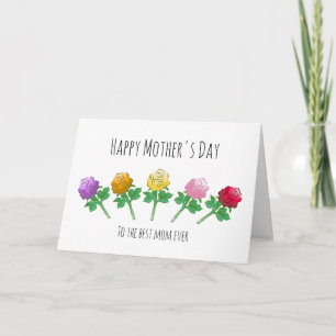 Colourful roses for the best mother card